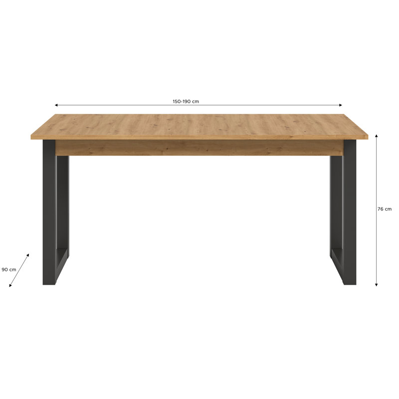 Extendable dining table (W/H/D): 150-190x76x90 NB Seattle, Artisan