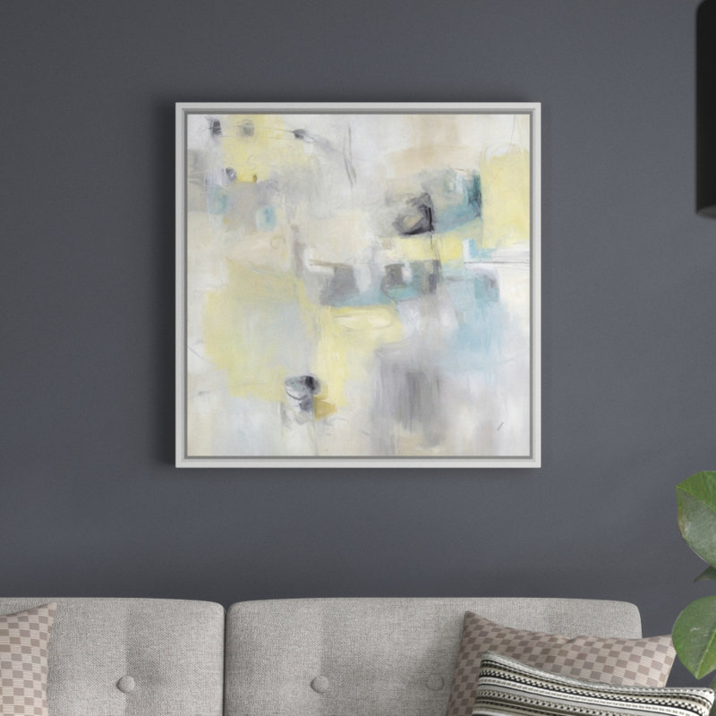 « light work », peinture sur toile, H 21,7 po x l 21,7 po x P 1,75 po, Cadre flottant blanc