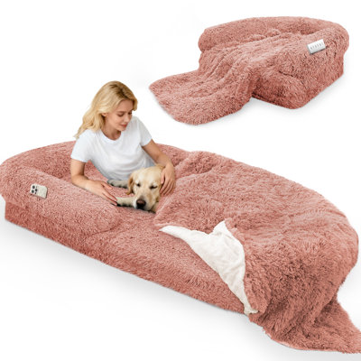 Lit pliant pour chien 71 po x 38 po x 9 po s'adaptant à un grand lit pour chien lavable en mousse à mémoire de forme de 10 cm avec couverture pour adulte - gris