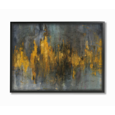 «Black and Gold Abstract Fire», reproduction de peinture acrylique