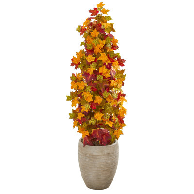Autumn Maple Artificial Tree in Sand Colored Planter