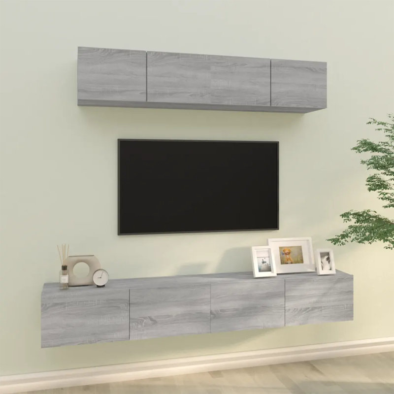 Kamil Unfinished TV Stand for TVs up to 70", Smoked Oak, 30cm H x 60/80cm L x 30cm W