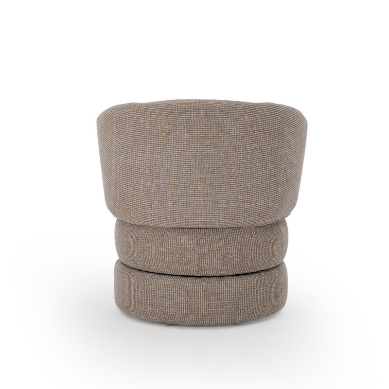 Upholstered Swivel Barrel Chair, Cocoa Brown Chenille