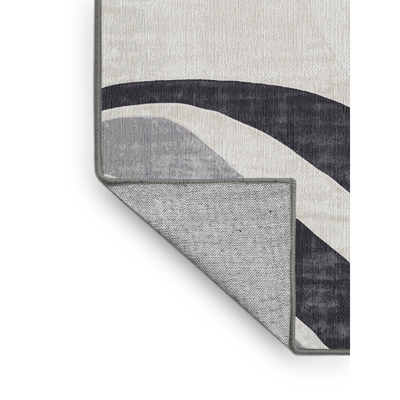 Tapis gris lavable à la machine, Rond 5 pi