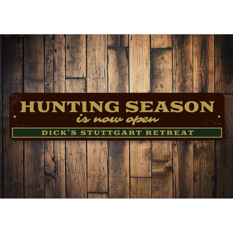 Plaque ouverte en aluminium «Hunting Season», H 6 po x l 24 po x P 0,06 po