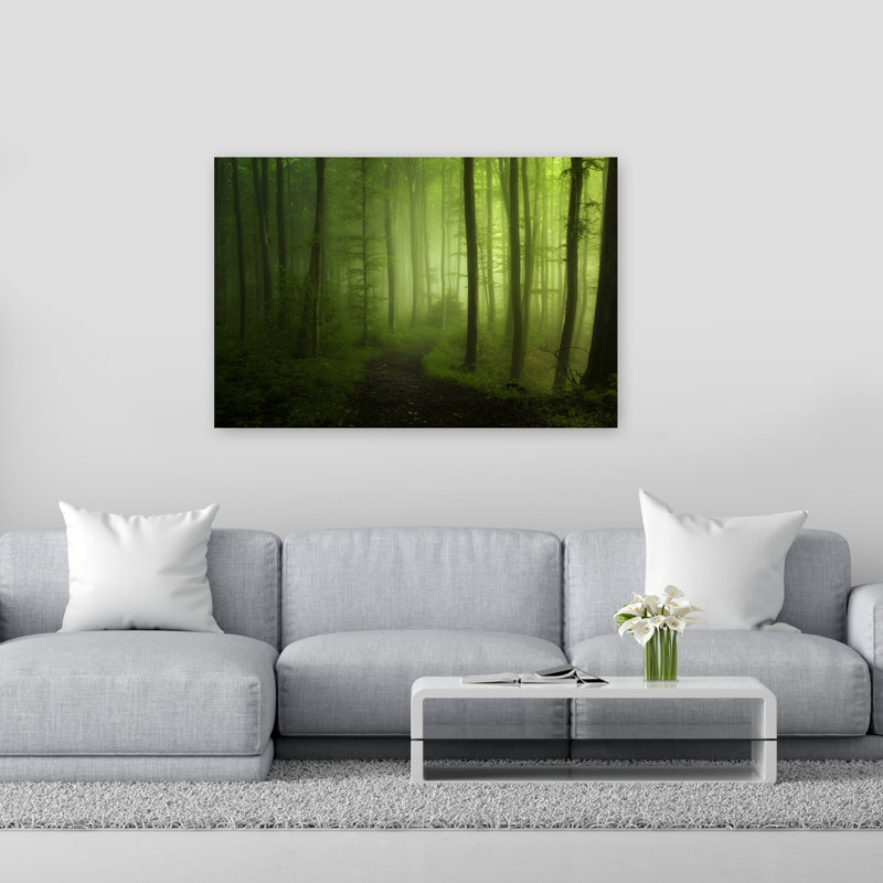 " Misty Forest Path Dramatic Mystical Peaceful Forest Landscape Wall Art Print " by Norbert Maier, 40" H x 60" W