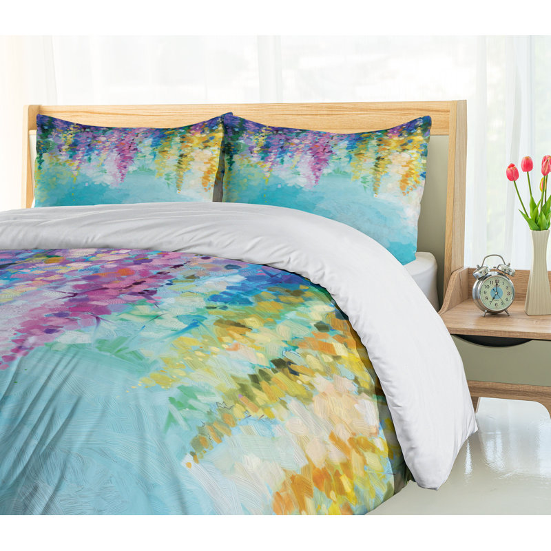 Watercolor Flower Home Modern & Contemporary Abstract Duvet Cover, Twin