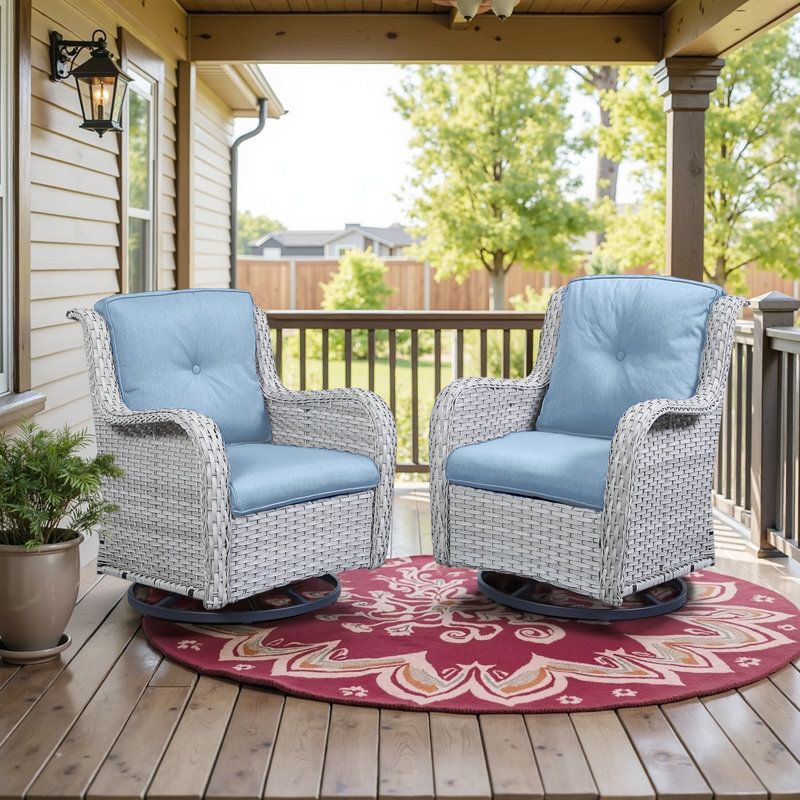 Bonia Swivel Patio Rocking Chair with Cushions, Baby Blue