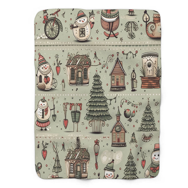 Snowman Fun Time - Couverture sherpa de qualité supérieure 1 pièce, L 50 po x L 60 po