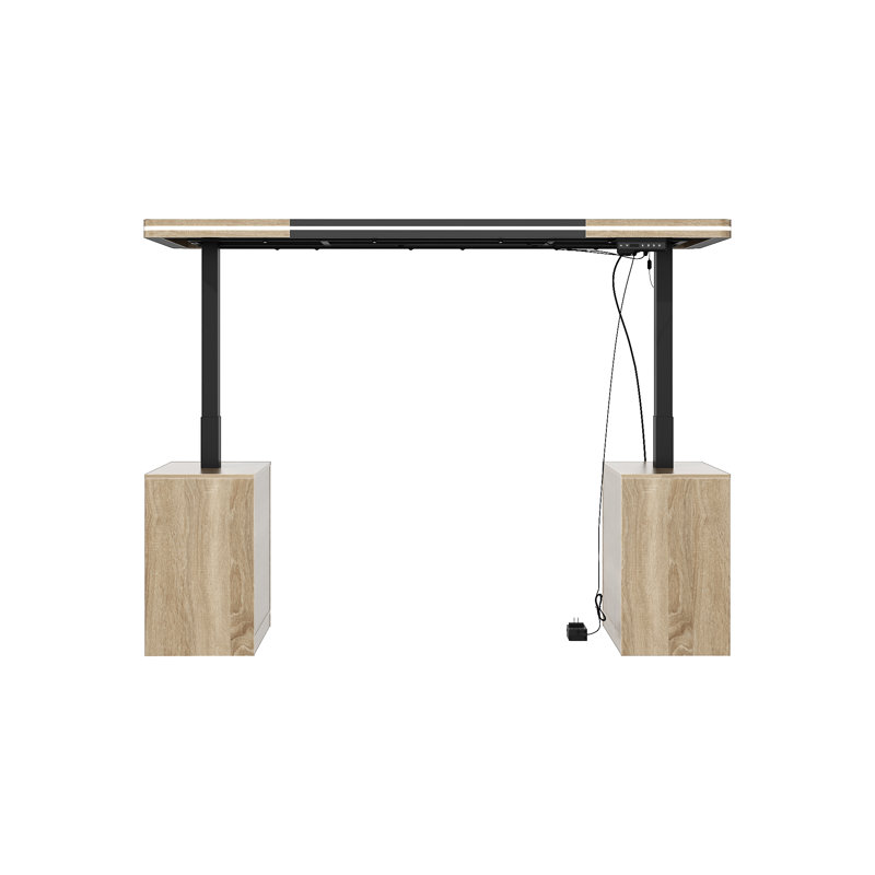 Bureau moderne assis-debout avec bande lumineuse à DEL, éclairage à 7 couleurs DEL, bureau à domicile, Jaune / Noir
