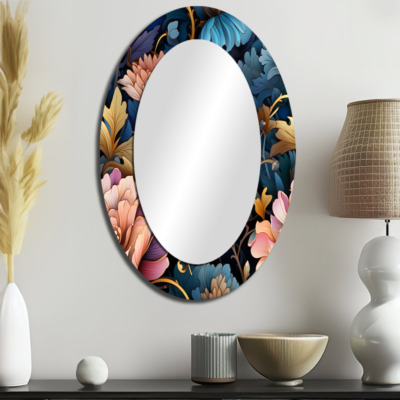 Victorian Nouveau Elegance Victorian Pattern - Floral Mirror, Cottage Unique Wall Mirror, Printed Metal Art, 36" H x 24" W
