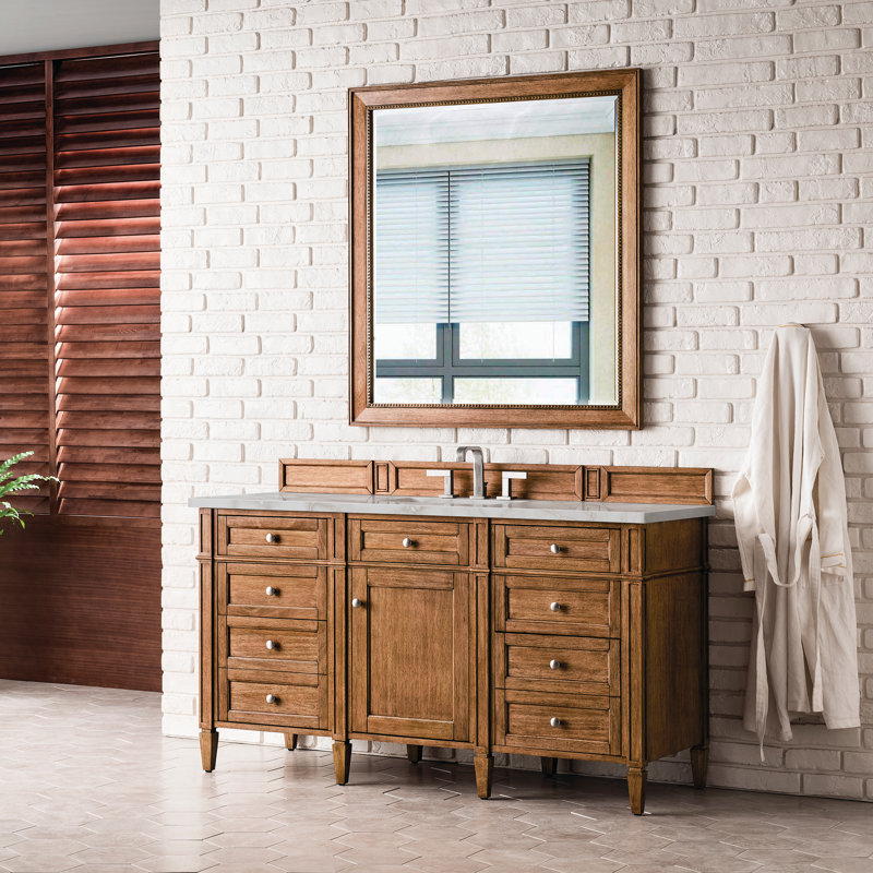 Brittany 60'' W Single Vanity, Victorian Silver, Saddle Brown, 8" Widespread