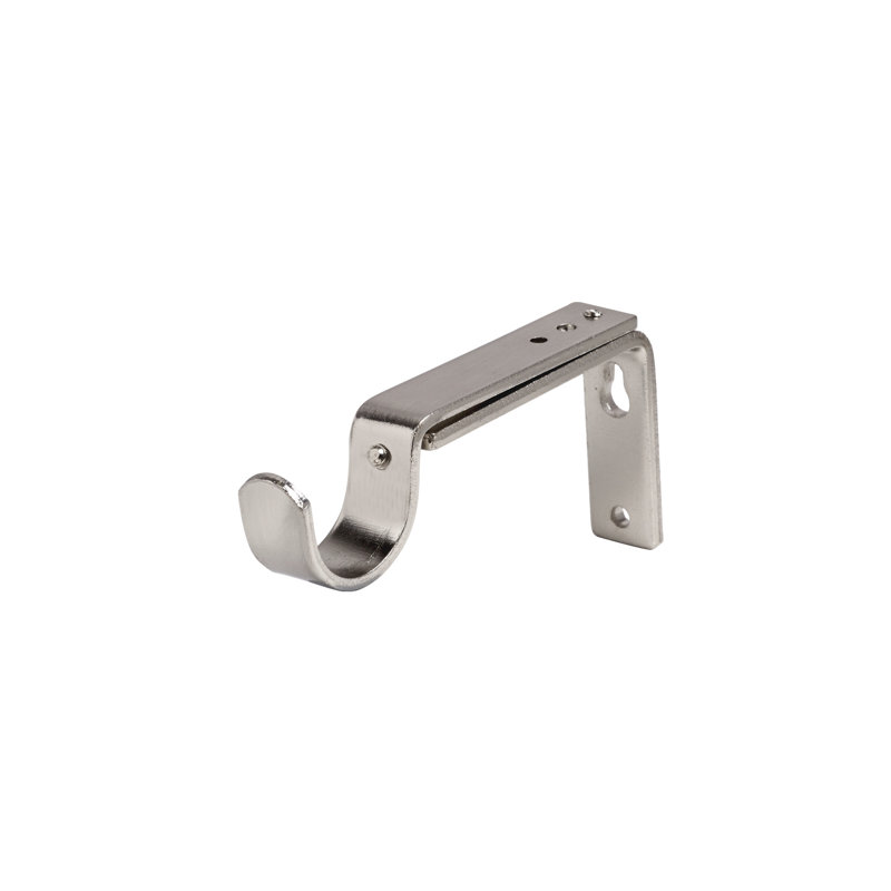 Mild Steel 2.8cm Curtain Pole Set, Satin Silver, 6cm H x 264cm W x 13cm D