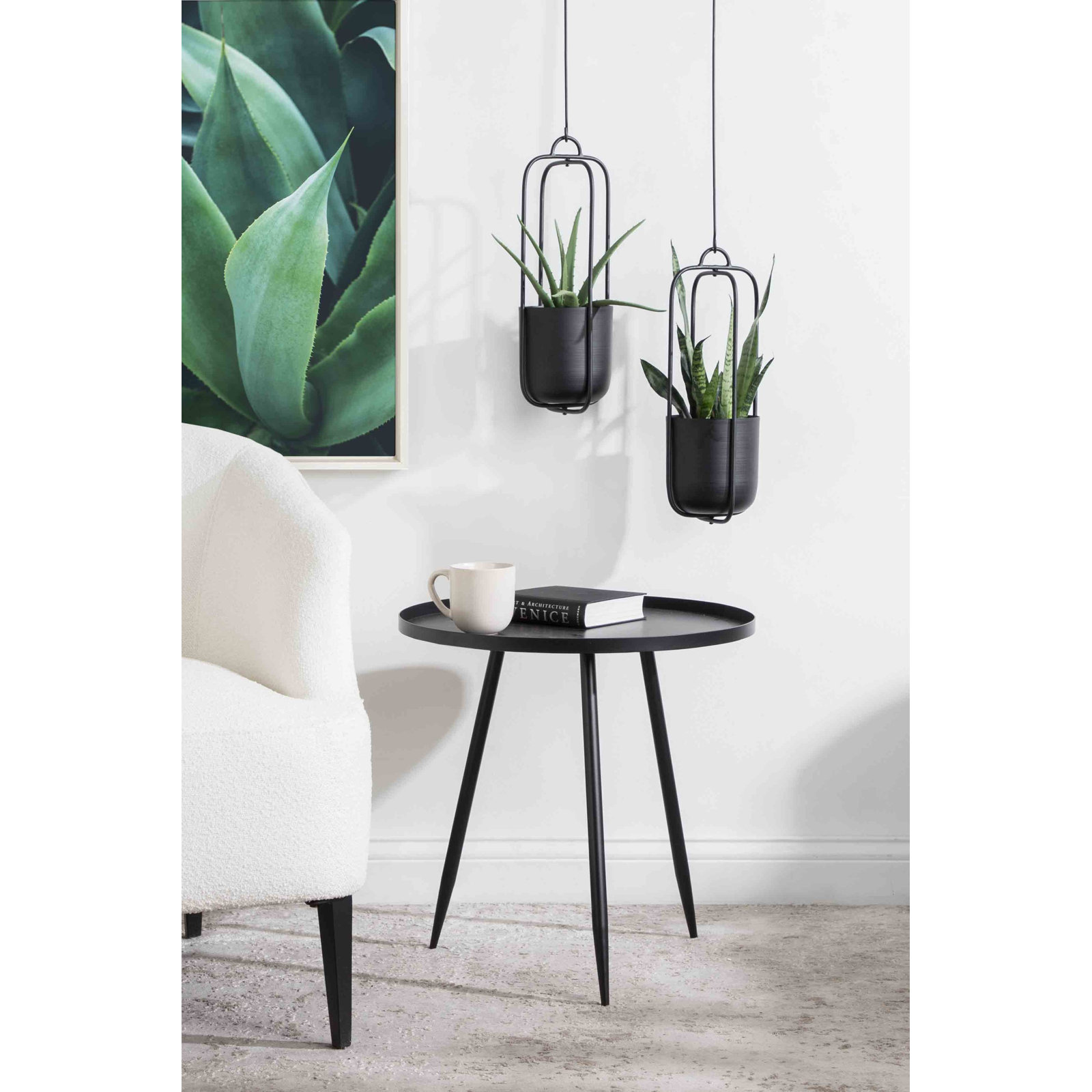 Jansen 6" Hanging Planter, Black