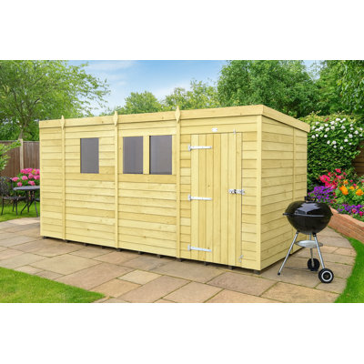 13ft x 7ft Pent Shed - Single Door with Windows
