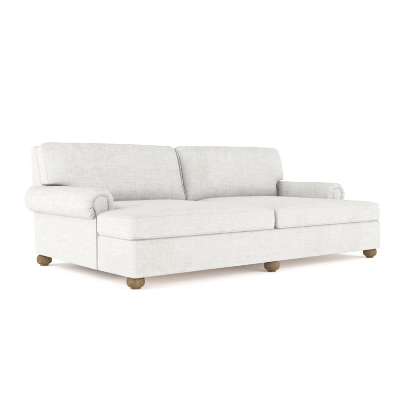 Leroy Rolled Panel-Arm Daybed with Bun Feet, Vintage Leather Alabaster, Weathered