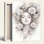 Ensemble de 1 tableau sur toile représentant un portrait floral-130454272-130454275