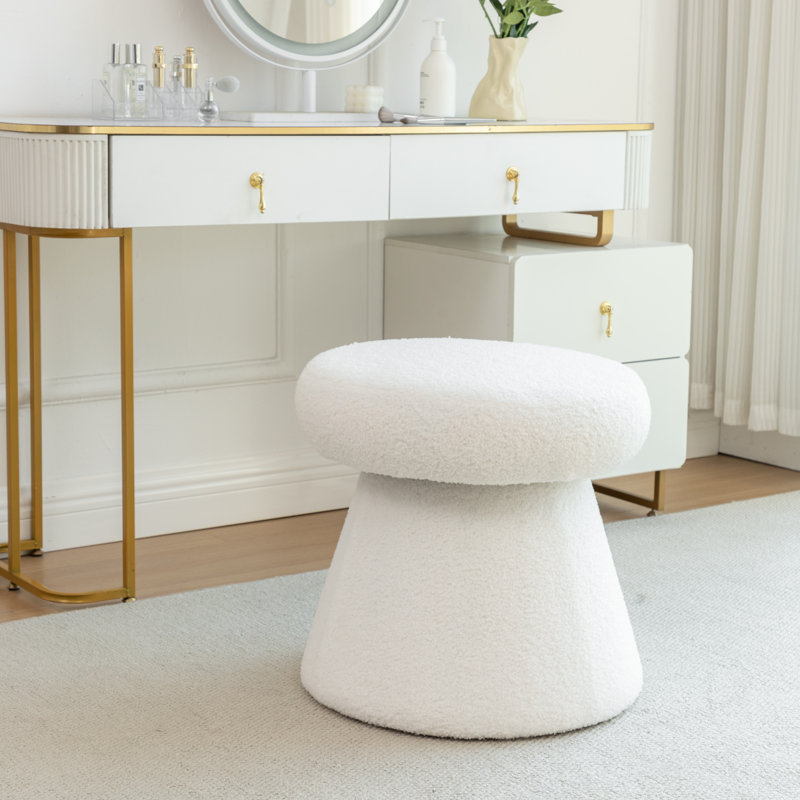Accent Stool Vanity Ottoman, White