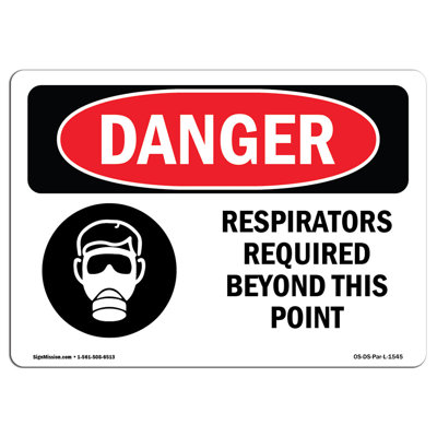 Respirateurs requis au-delà de ce panneau en aluminium 12 x 18