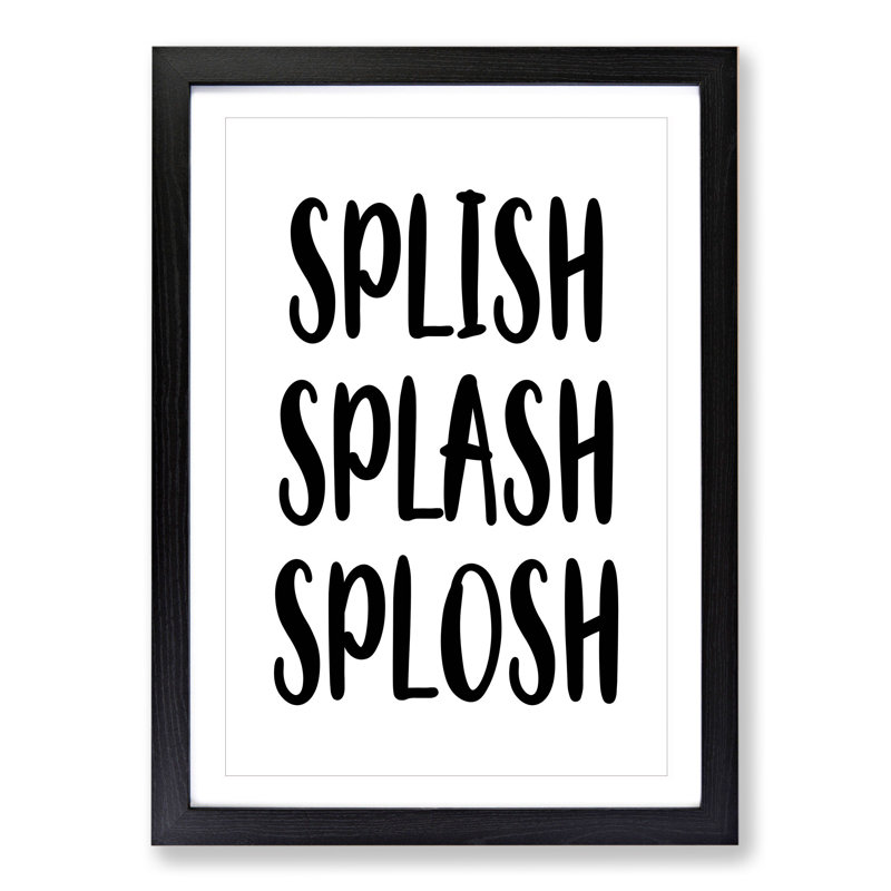 Splish Splash Splosh - Single Picture Frame Print on MDF, 90cm H x 65cm W x 2cm D, Black Framed