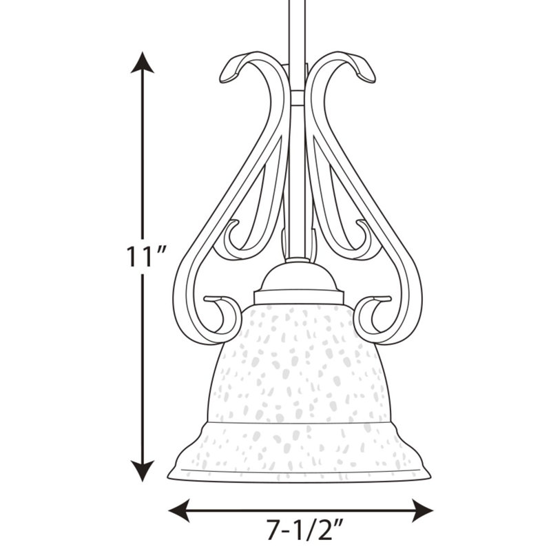 Luminaire suspendu en forme de cloche à 1 lumière Lilly, Bronze forgé