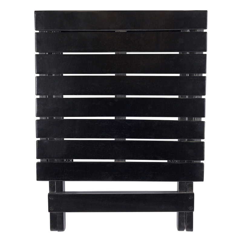 Newport Assembled Square Acacia Wood Outdoor Folding Side Table, Black