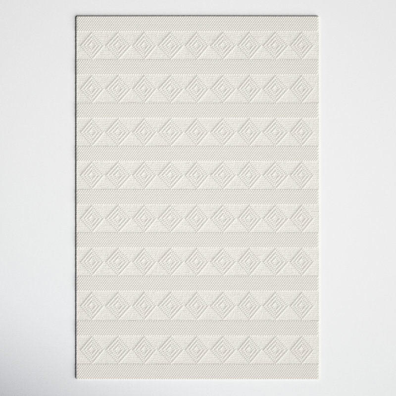 Latrissa Flatweave Wool Beige Area Rug, Rectangle 6' x 9'