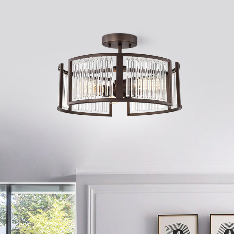 Plafonnier semi-encastré 3 lumières 15,75 po VanHouten, Bronze huilé