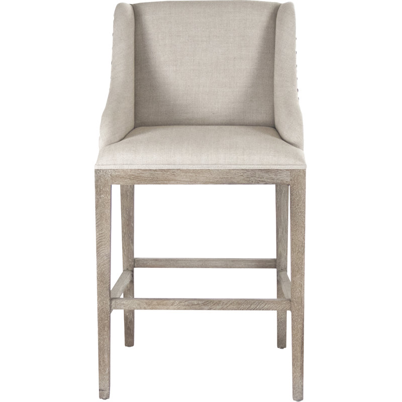 Connor Adjustable Linen Upholstered Barstool in Limed Grey Oak