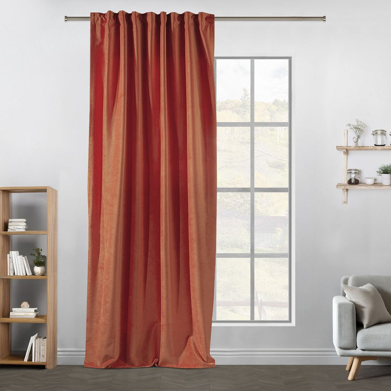 Extra Long & Extra Wide Matte Velvet Curtain Panel, 260cm Width x 295cm Drop, 56 ORANGE