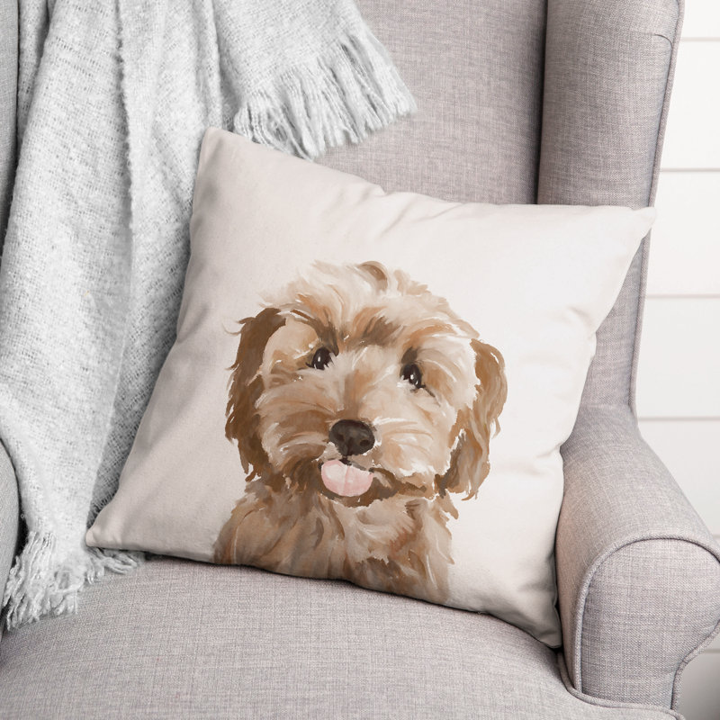 Coussin intérieur / extérieur Sweet Puppy, H 18 po x l 18 po, Carré