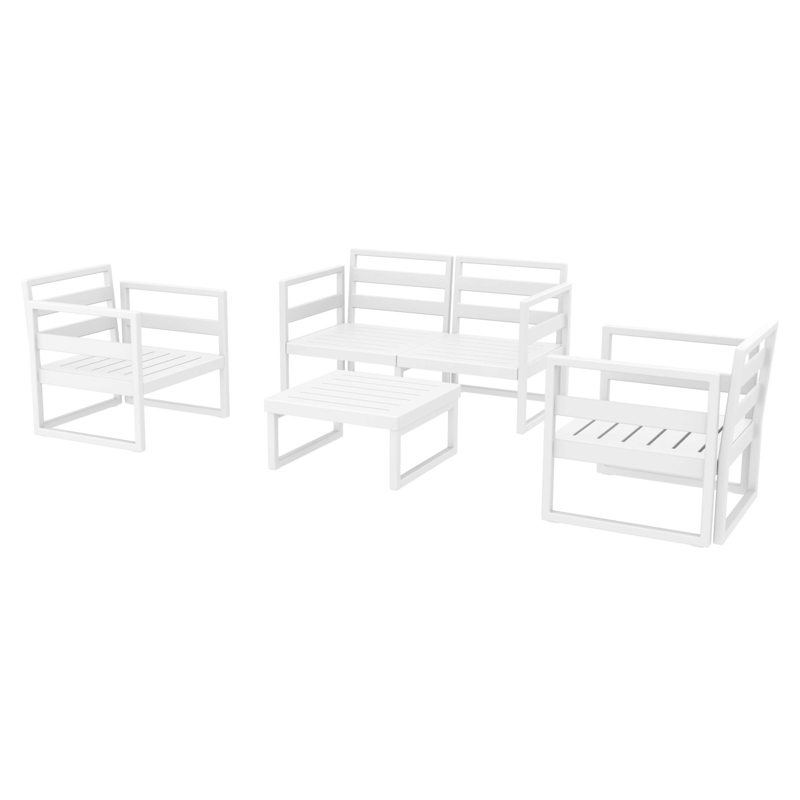 Lane 4-Person Patio Seating Group, White, Canvas Flax Sunbrella® Canvas