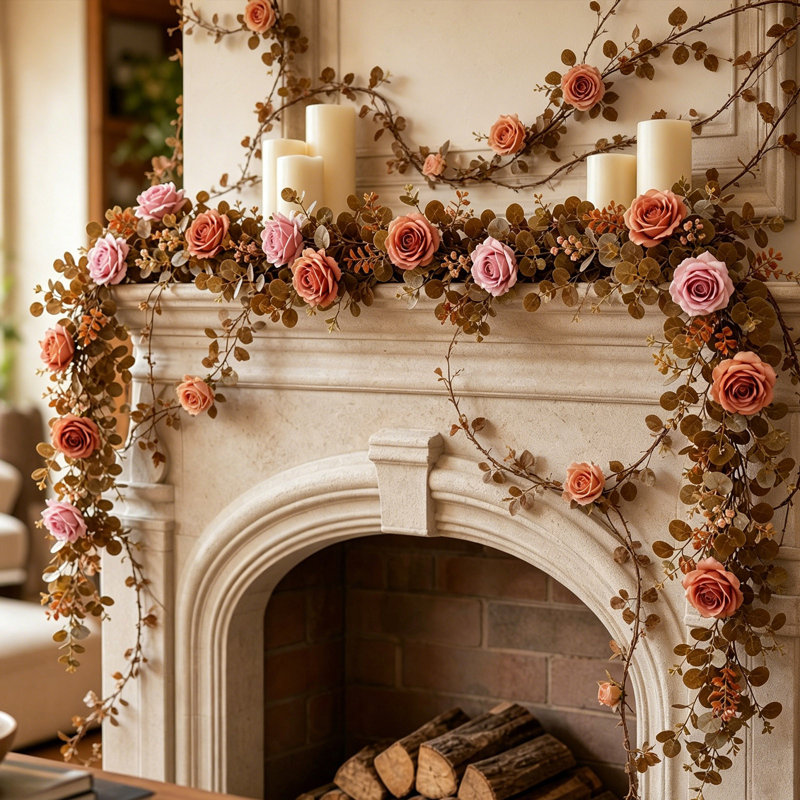  Simulation Rose Vines Home Simulation Feuille d'érable Décoration de fête