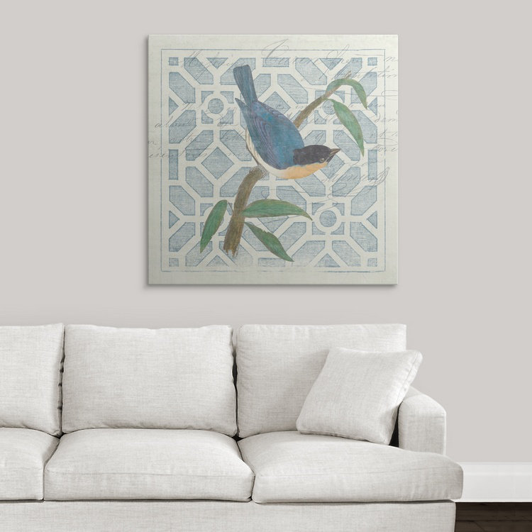 « nogravureing tile i blue oiseau », impression, H 35 po x l 35 po x P 1,5 po, Toile