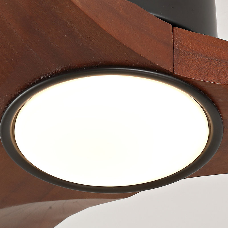 Ventilateur de plafond encastré avec lumière, télécommande, pales en bois massif, à intensité variable, réversible, fonctionnement silencieux, fonction de mise hors tension de la mémoire, conception à profil bas