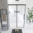 48" W × 72" H Single Sliding Shower Door,5Mm Fixed Glass And 6Mm Sliding Glass Frameless , Clear Tempered Glass, Stainless Steel Handle,Matte Black-124018297
