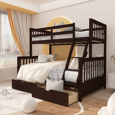 Goo Twin over Full 2 Drawer Solid Wood Platforms Bed with Bookcase by Harriet Bee -  80865DBCC36747B8AD01BB6771CB4CF0