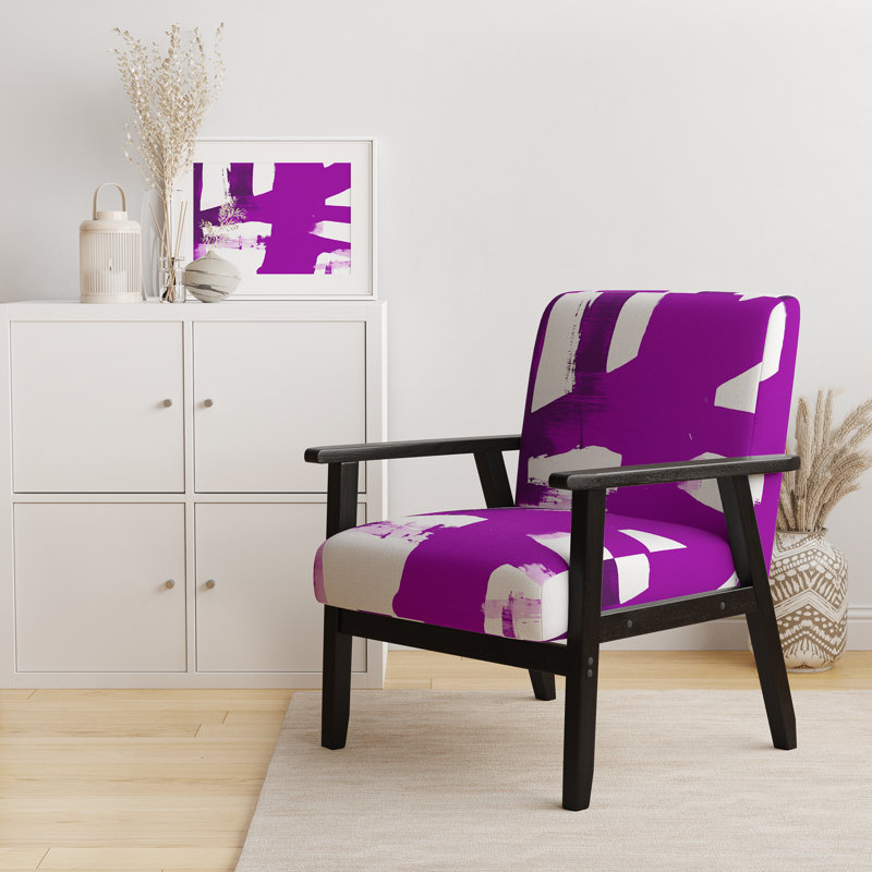 Crossing Paths I - Fauteuil d'appoint rembourré moderne, Mélange de polyester mauve / blanc