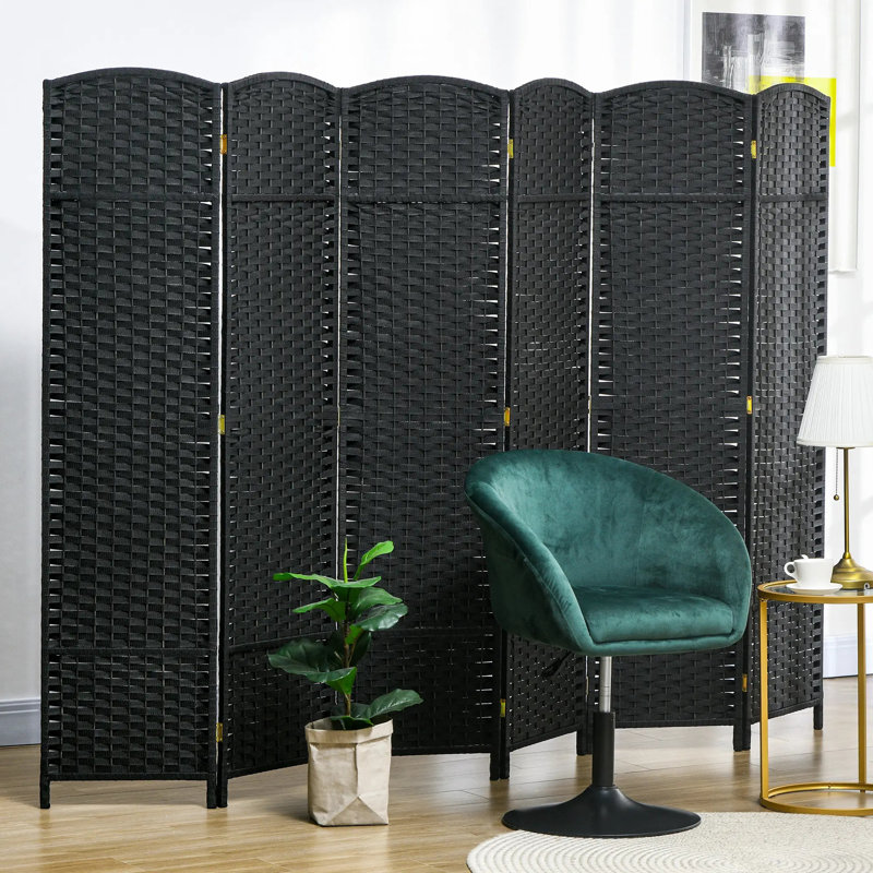 170cm H Solid Wood Folding Room Divider, 6, Black