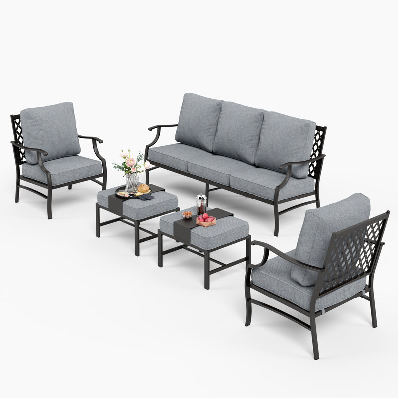 Ensemble de conversation avec coussins Asfand, Gray, Non