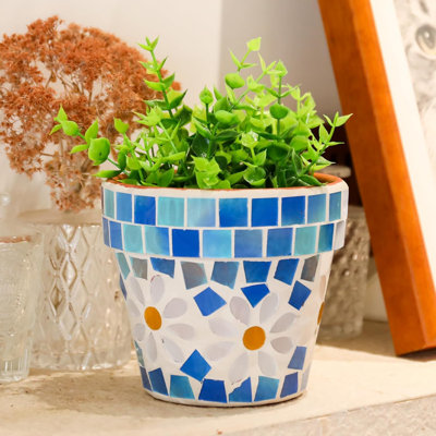 Jardinière succulente en mosaïque de terre cuite 4 "avec drainage