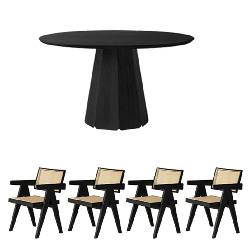 Ensemble de table de salle à manger en frêne carbonisé, H 29,53 po x L 51,18 po x l 51,18 po