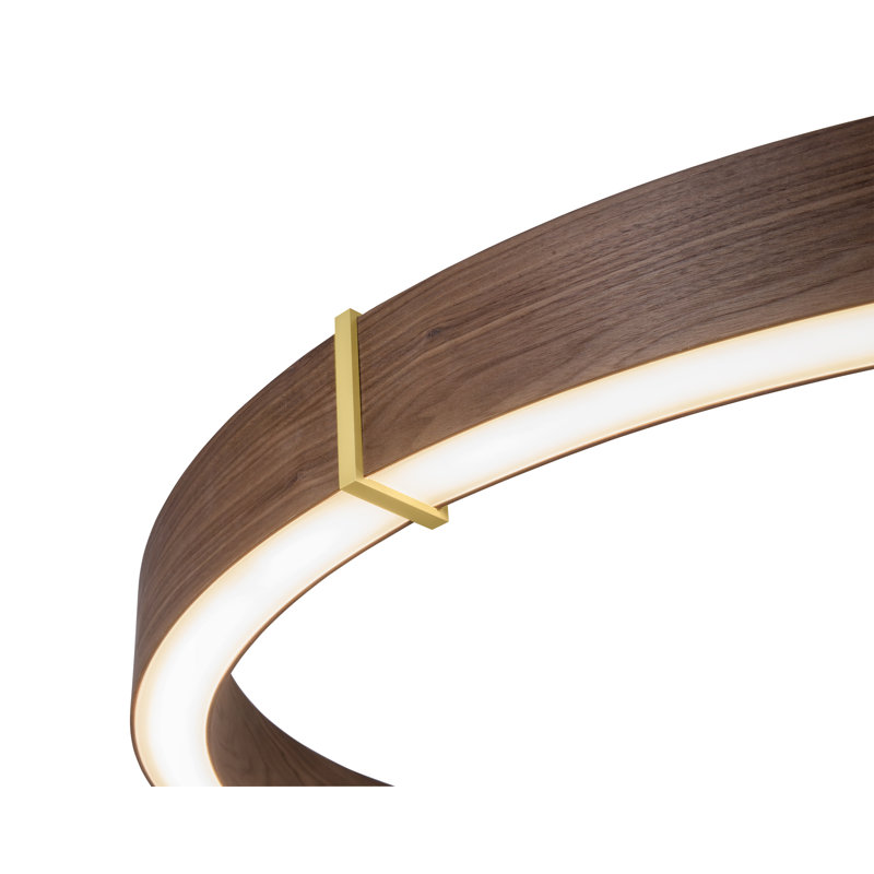Luminaire suspendu à DEL 60 po Redeo, Laiton brossé, 2700 K, Noyer