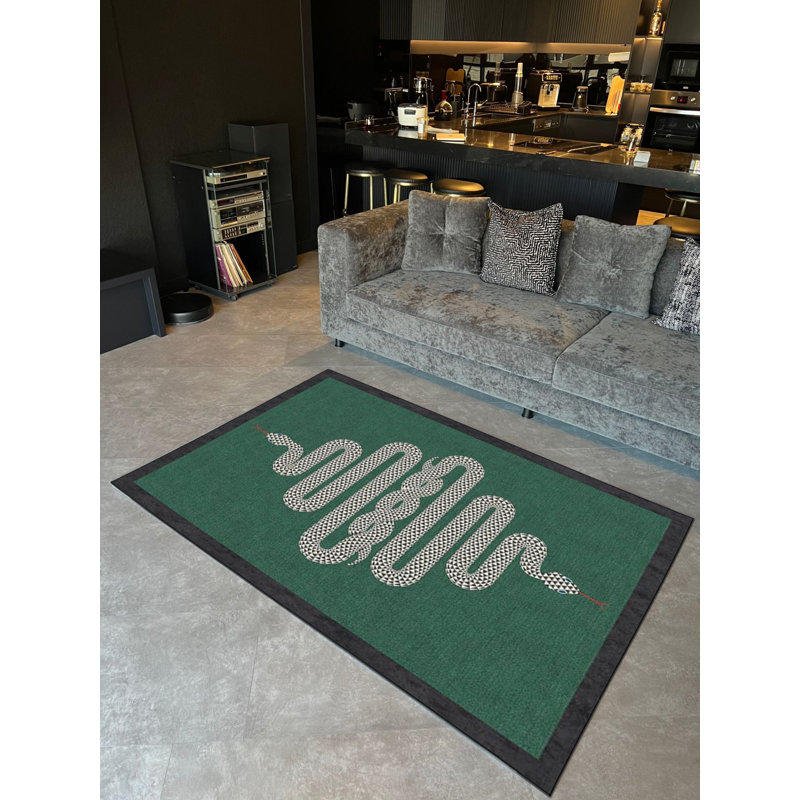 Tapis intérieur / extérieur vert Saleth, Rectangle 2 pi 8 po x 5 pi