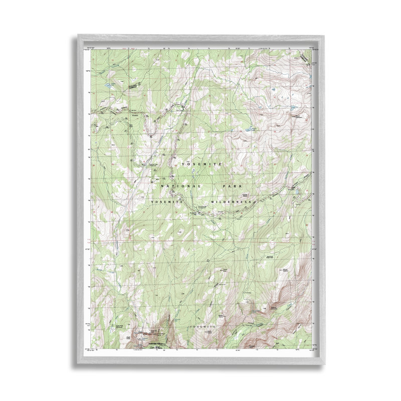 Carte topographique du parc national et de la nature de Yosemite par Daphne Polselli, Estampe numérique Farmhouse