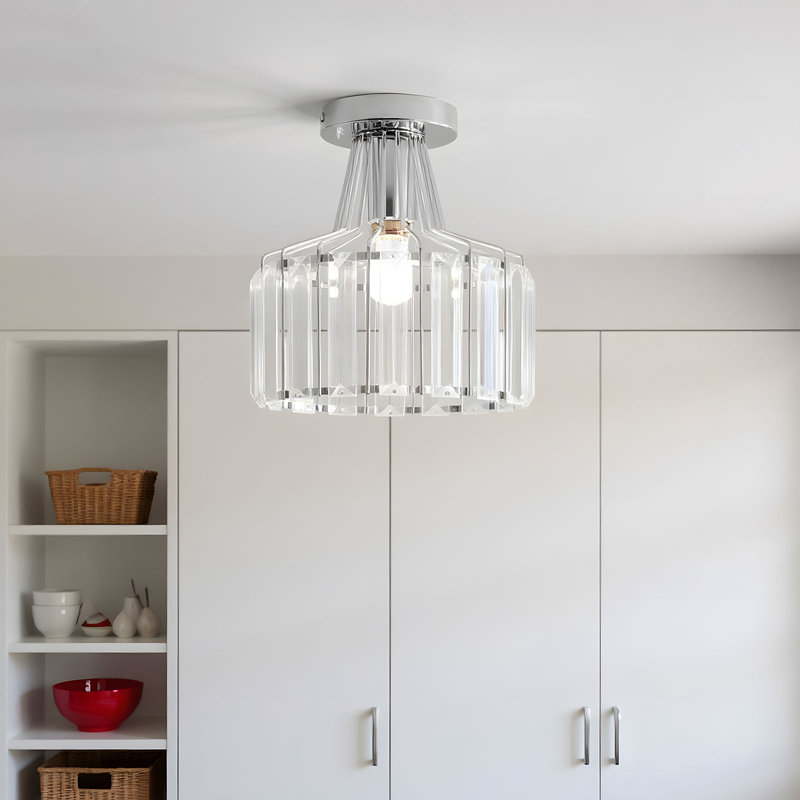 Crystal Semi Flush Mount, Silver