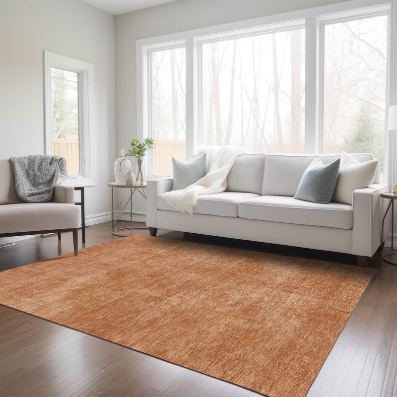 Paprika Rectangular Synthetic Easy Care Washable Rug 3' x 5'