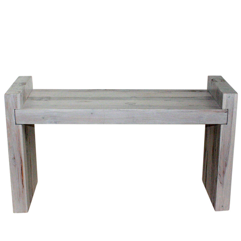 Banc en bois massif Harragan, H 21 po x l 13 po x P 13 po, Gris clair
