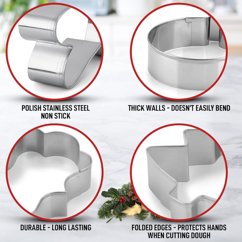 Zulay 14 Piece Non-Stick Kitchen Metal Christmas Cookie Cutters Set