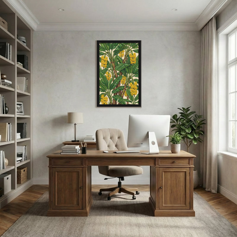 Bananier à motif de fruits jaunes - Plantes et fleurs, H 24 po x l 16 po